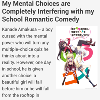 My mental choices are completely interfering with my school romance comedy